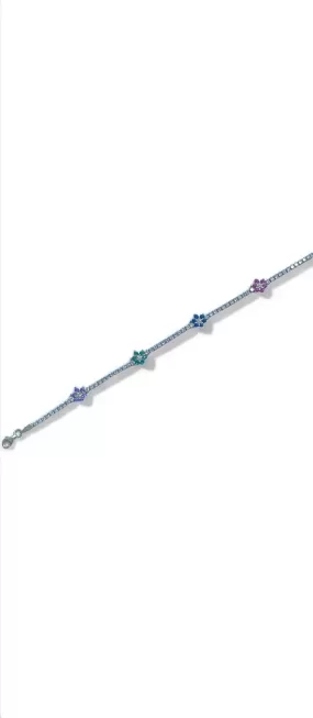 Tennis Bracelet with Multicolor Flowers