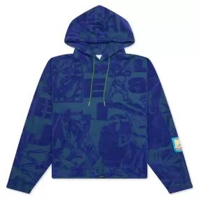 Terry Towelling Hoodie - Blue/Green