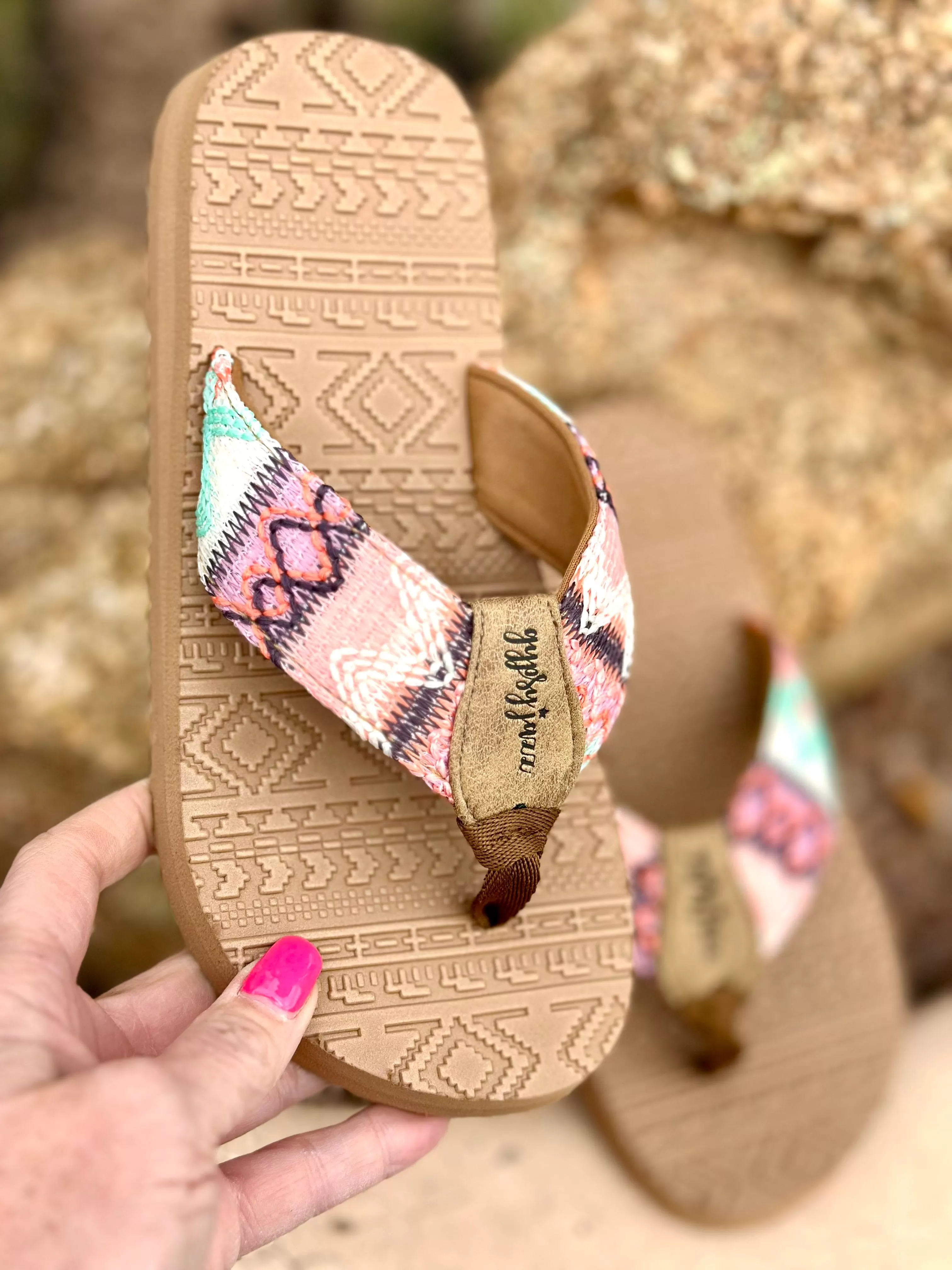 The Colors Of Coral Aztec Flip Flop Sandal