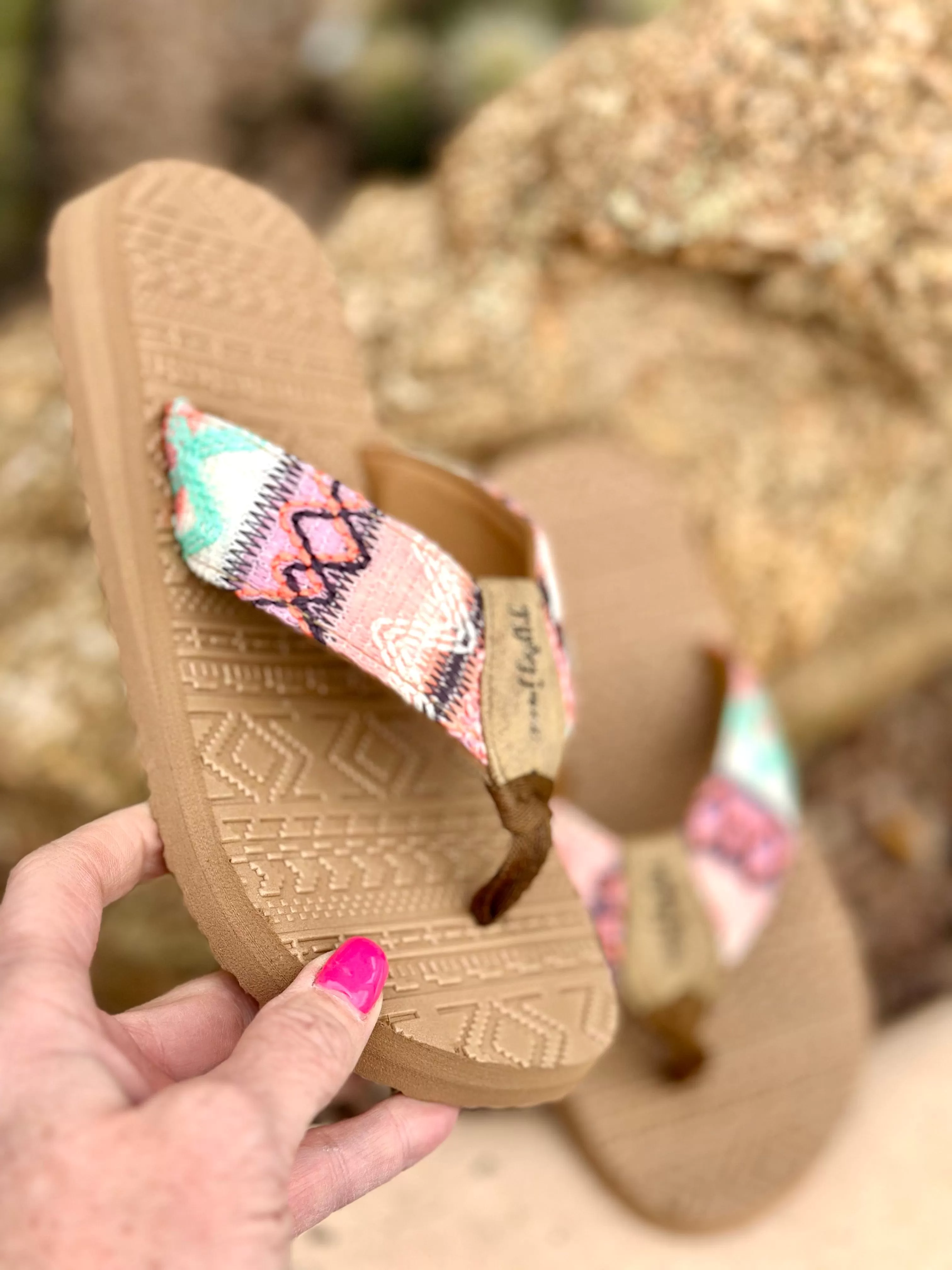 The Colors Of Coral Aztec Flip Flop Sandal