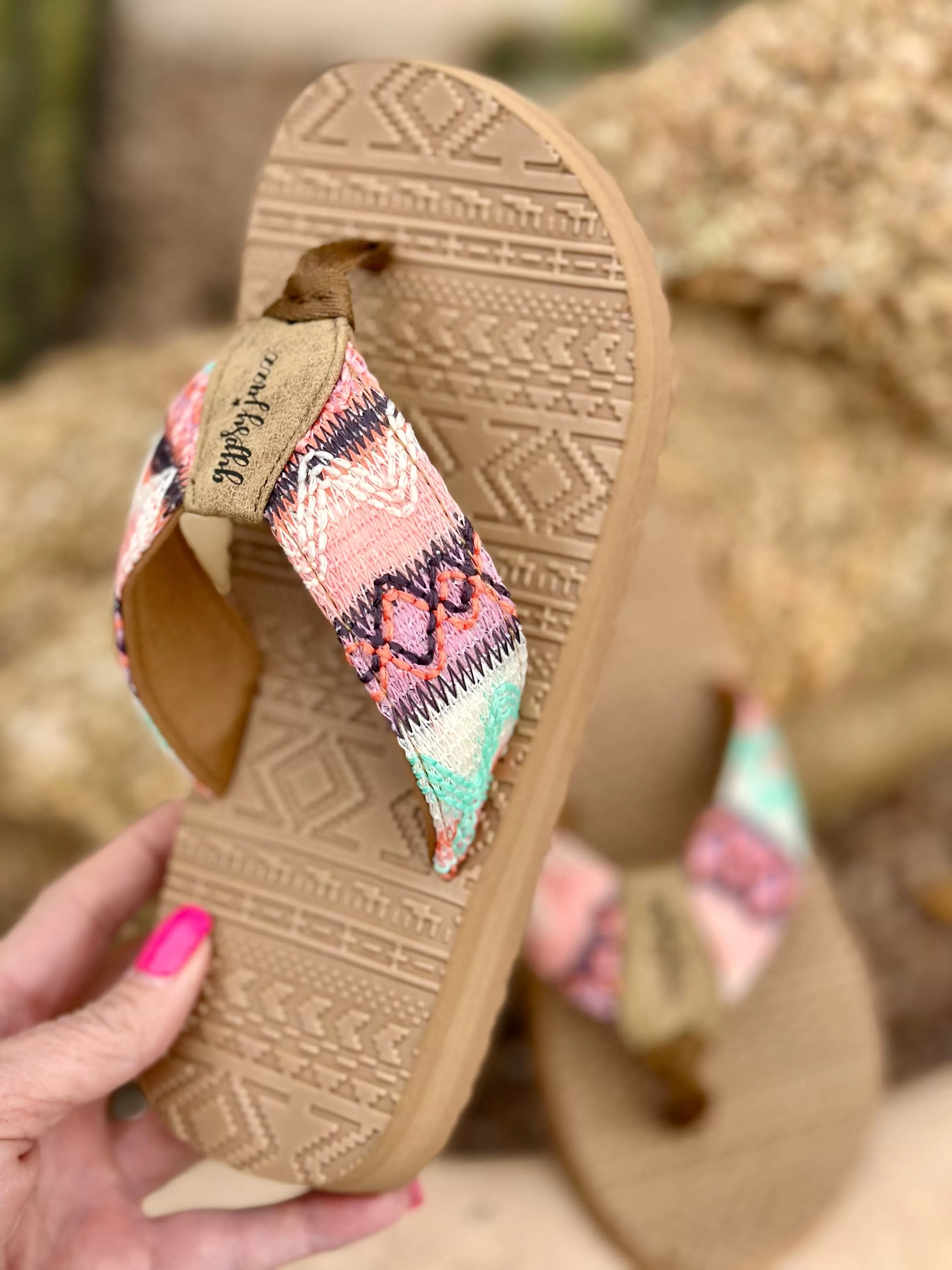 The Colors Of Coral Aztec Flip Flop Sandal