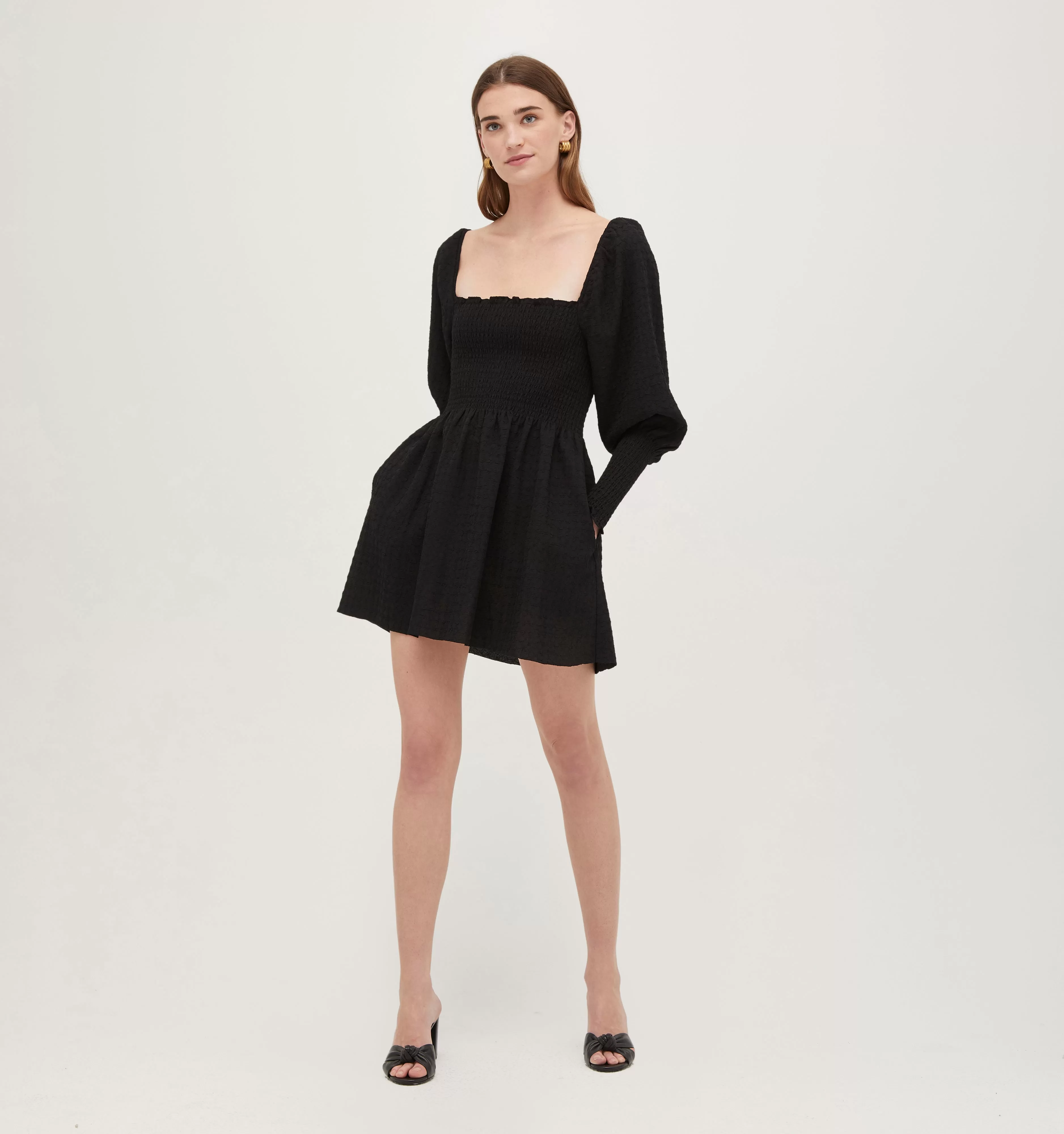 The Grace Mini Nap Dress - Black Textured Check