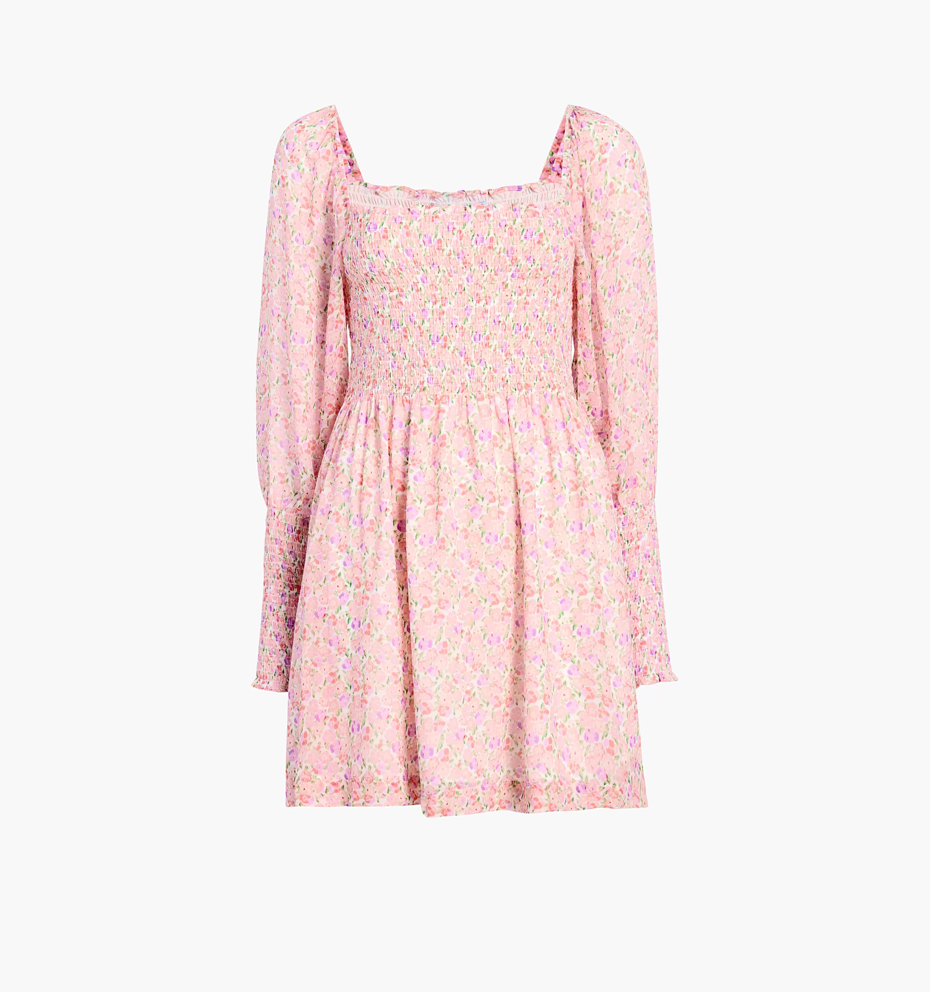 The Grace Mini Nap Dress - Pansy in Pink Multi Georgette