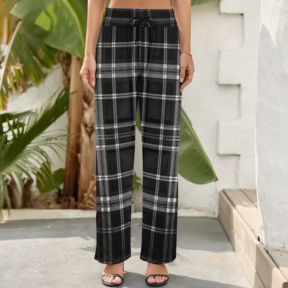 TRP Twisted Patterns 06: Digital Plaid 01-06A Ladies Designer High Waist Wide Leg Pants