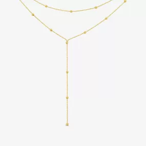 Two Row Bead Station Lariat Necklace