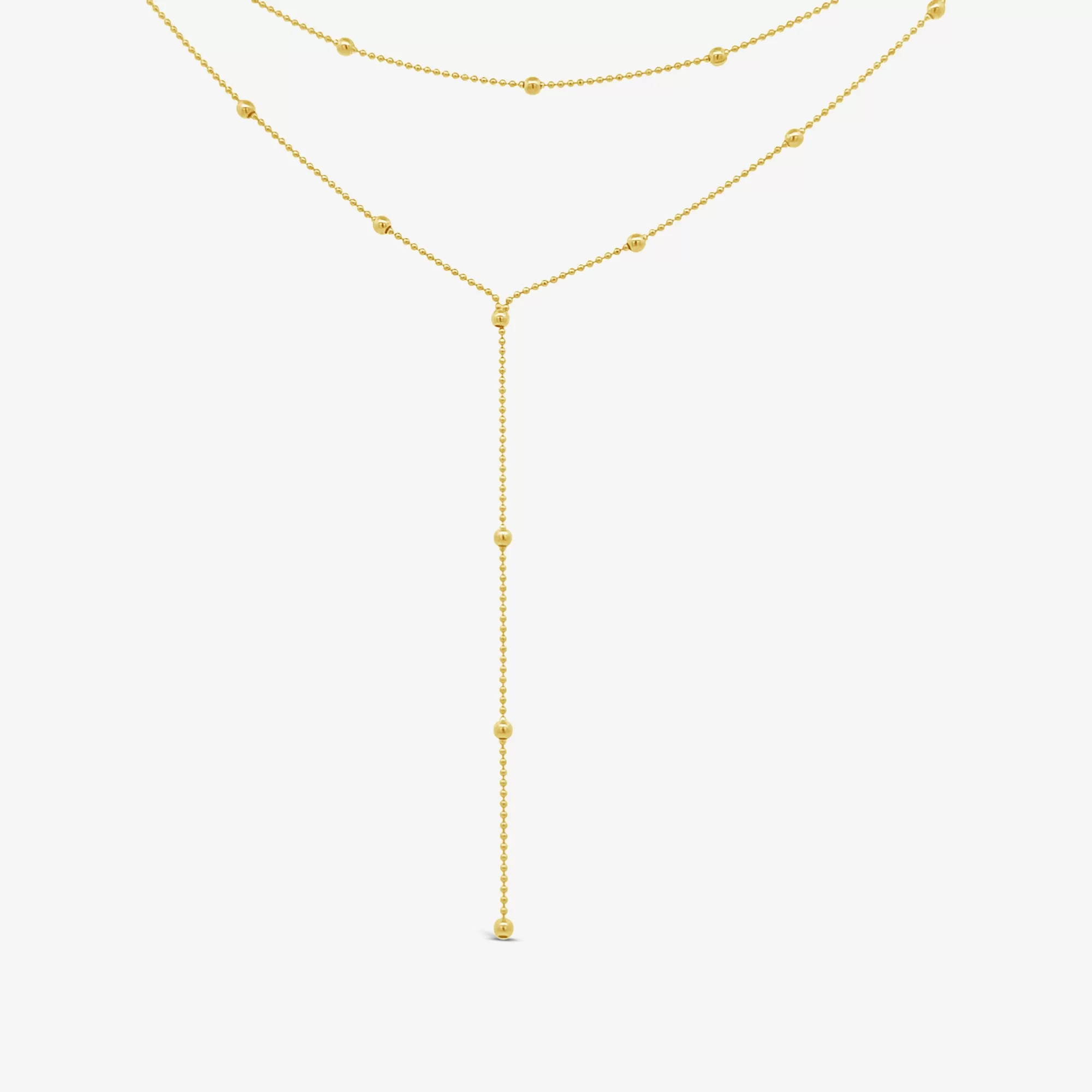 Two Row Bead Station Lariat Necklace