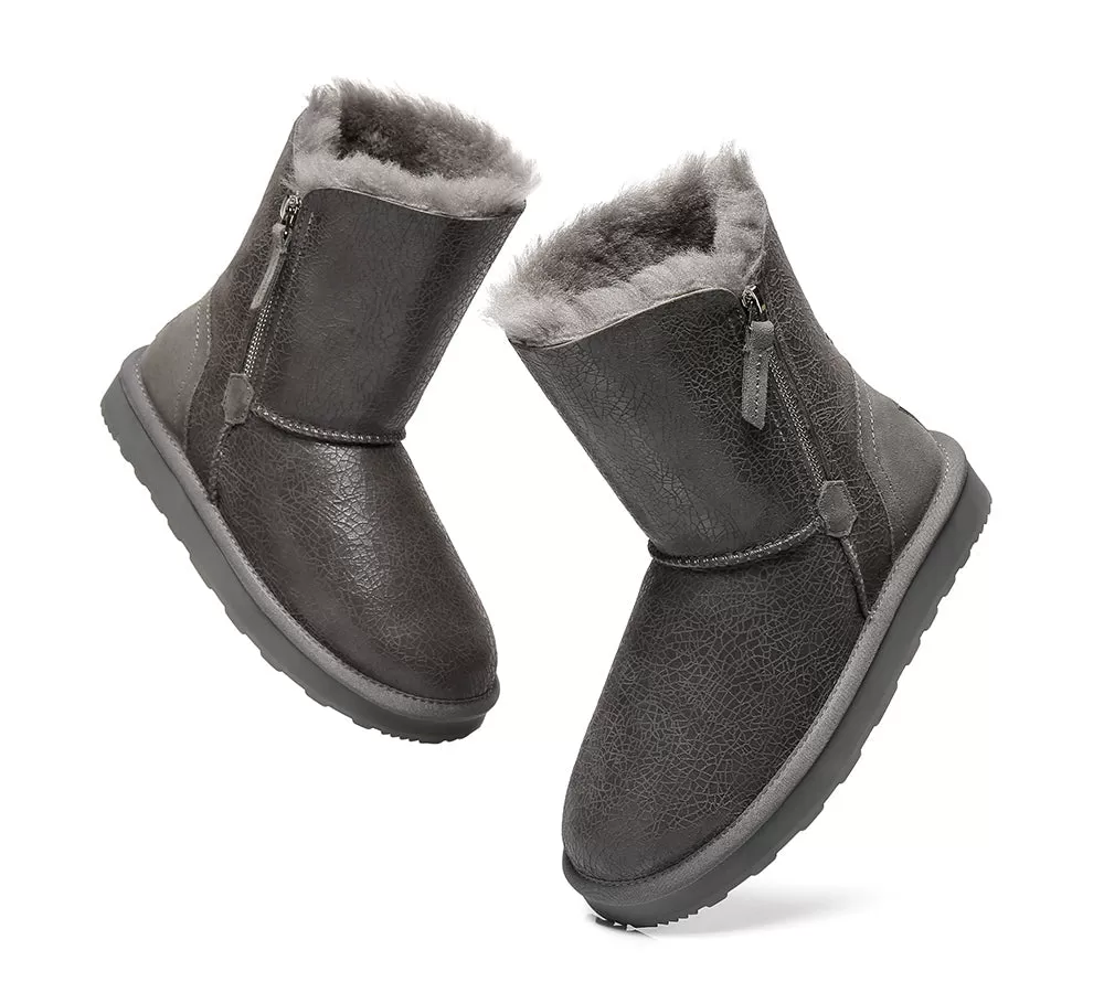 Urban UGG Sheepskin Zipper Short Women Boots Zipporah