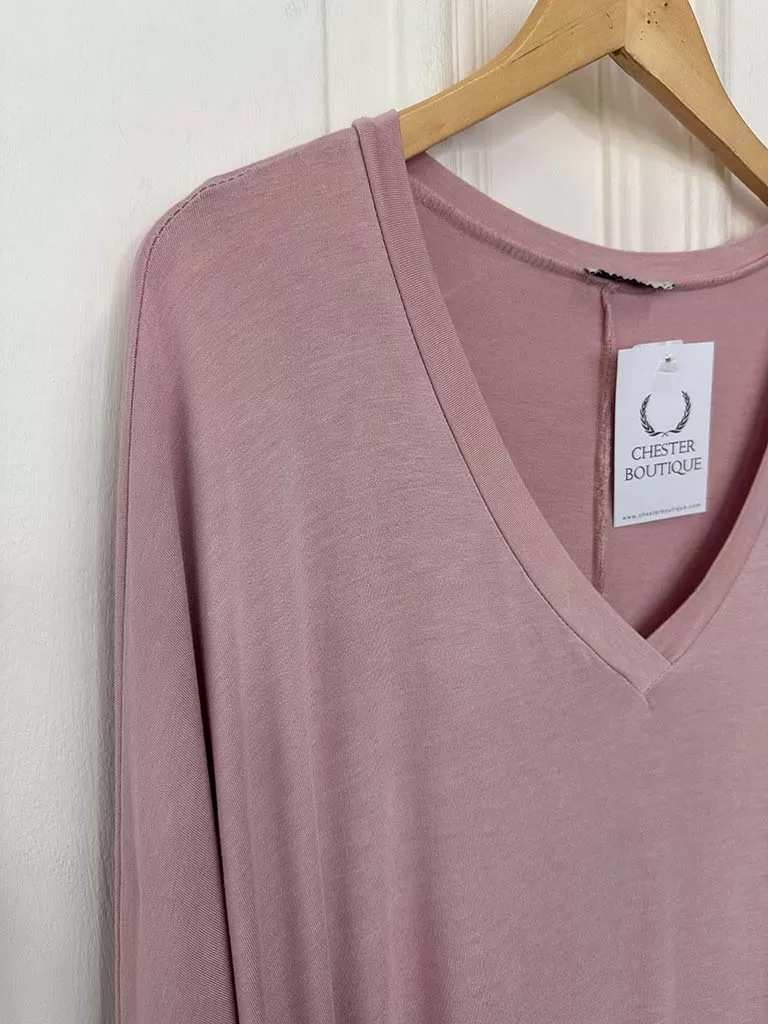 V-Neck Dawny Jersey Top - Blush