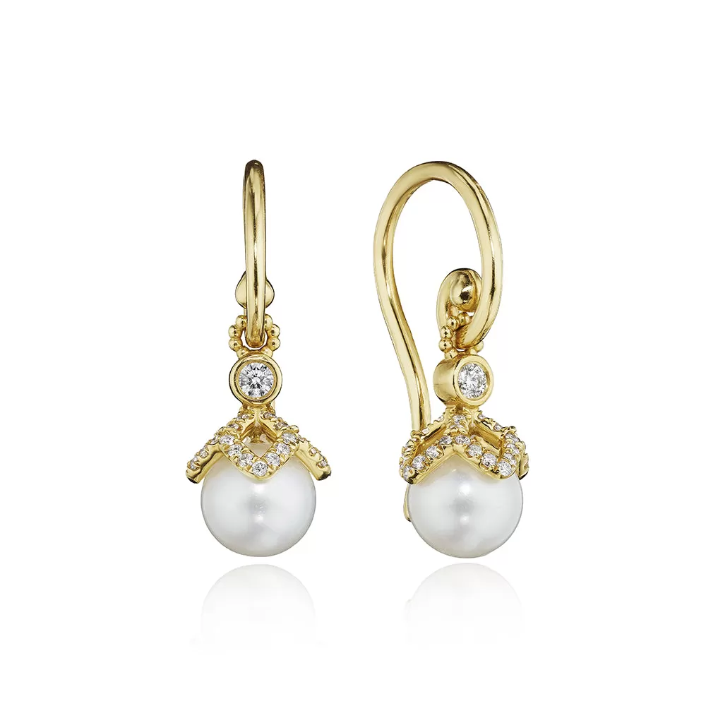 Verragio 18k Petal Cap Pearl Dangle Earrings