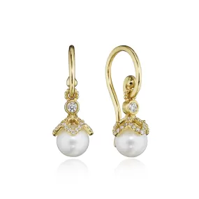 Verragio 18k Petal Cap Pearl Dangle Earrings