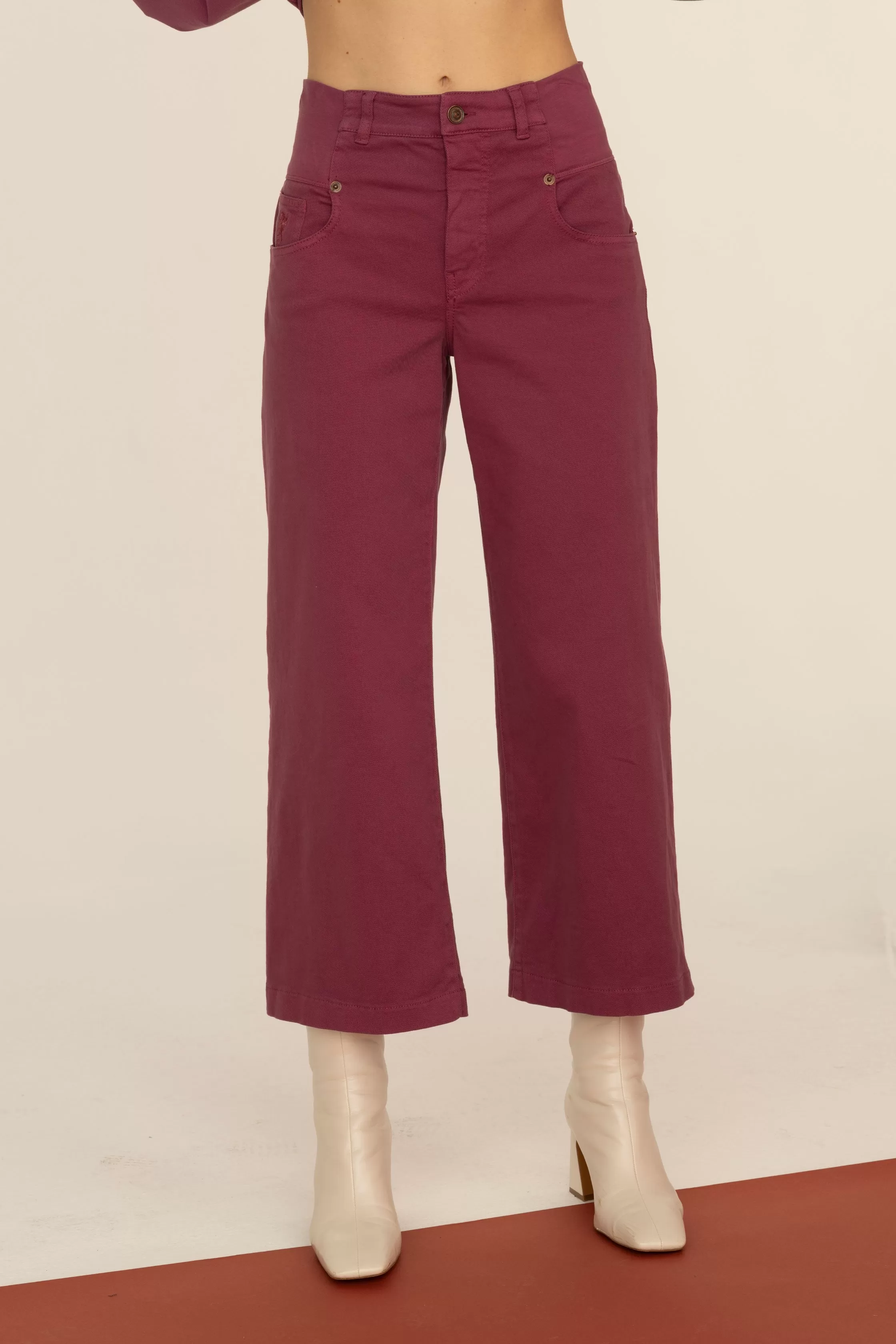 Wide-Leg Bull Denim Sanded Pants Garment Dyed 08BU 3821