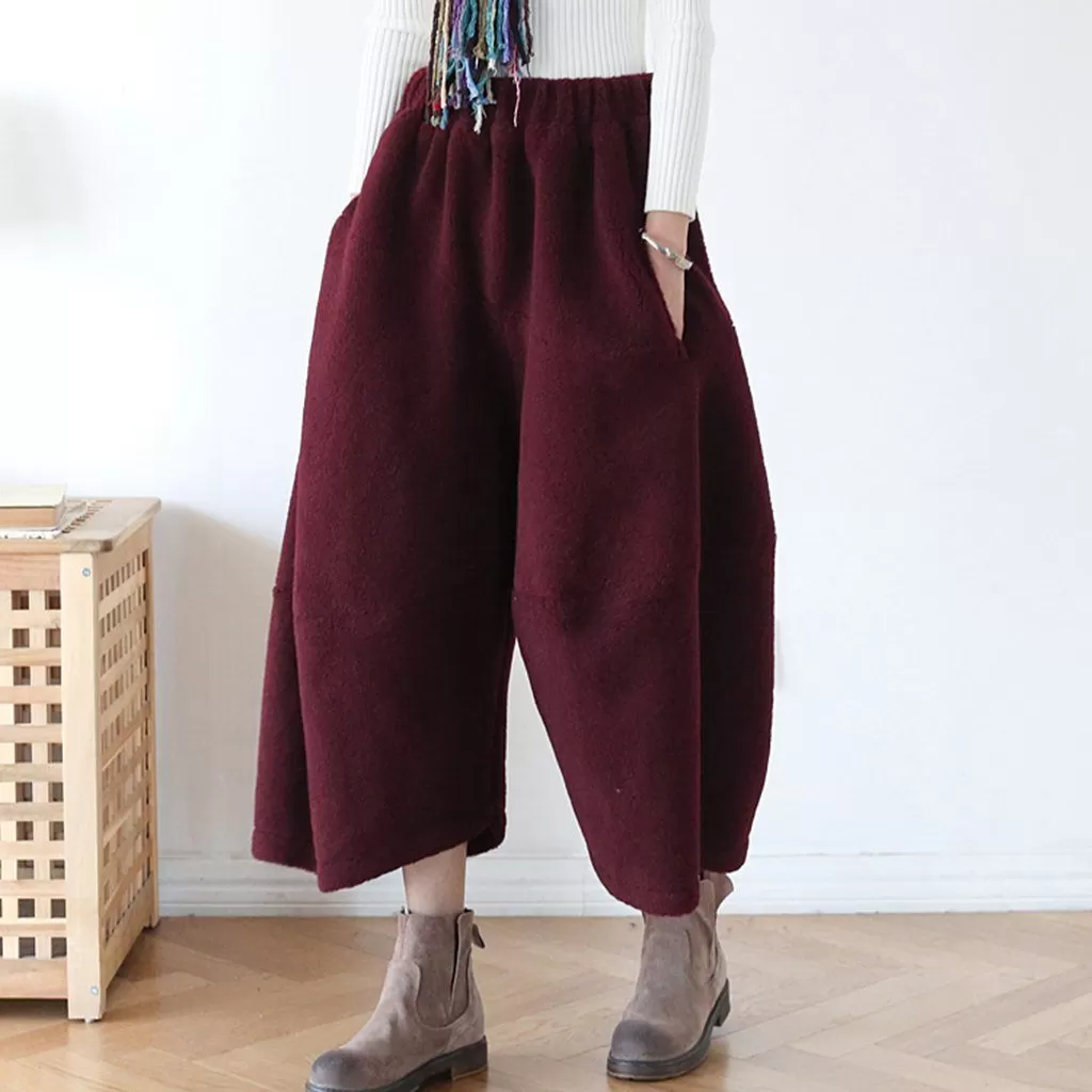 Winter Loose Woolen Wide Leg Pants