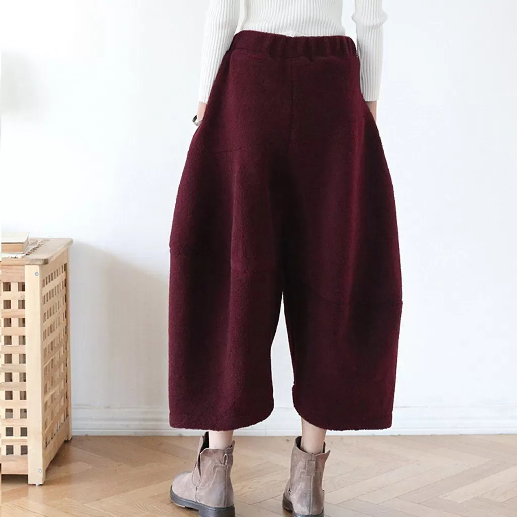 Winter Loose Woolen Wide Leg Pants