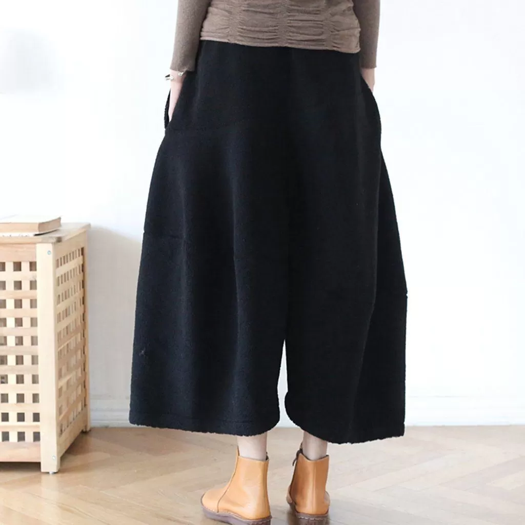 Winter Loose Woolen Wide Leg Pants