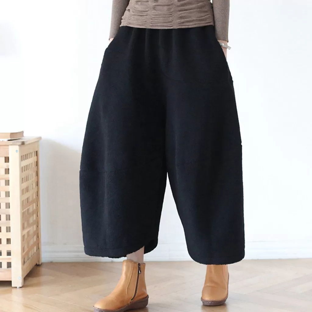 Winter Loose Woolen Wide Leg Pants