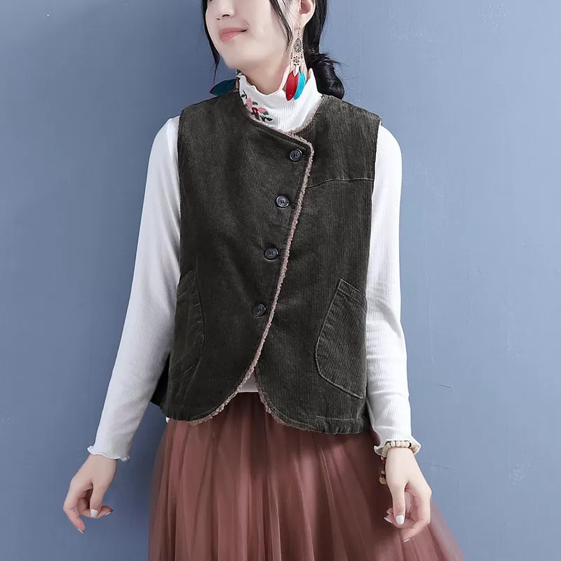 Women Winter Retro Woolen Loose Waistcoat