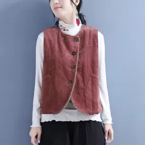 Women Winter Retro Woolen Loose Waistcoat