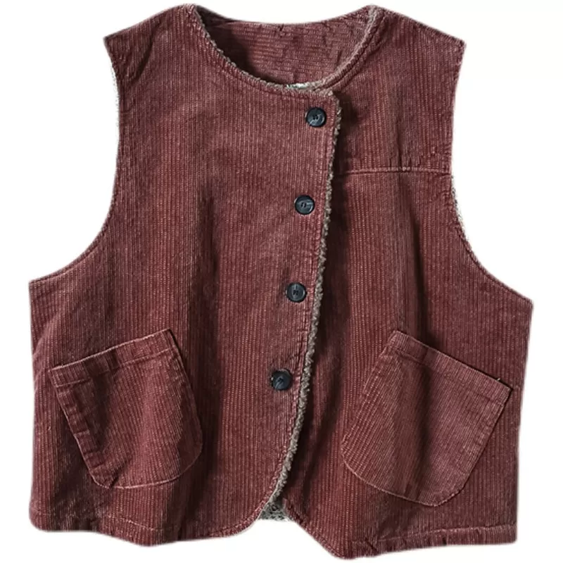 Women Winter Retro Woolen Loose Waistcoat