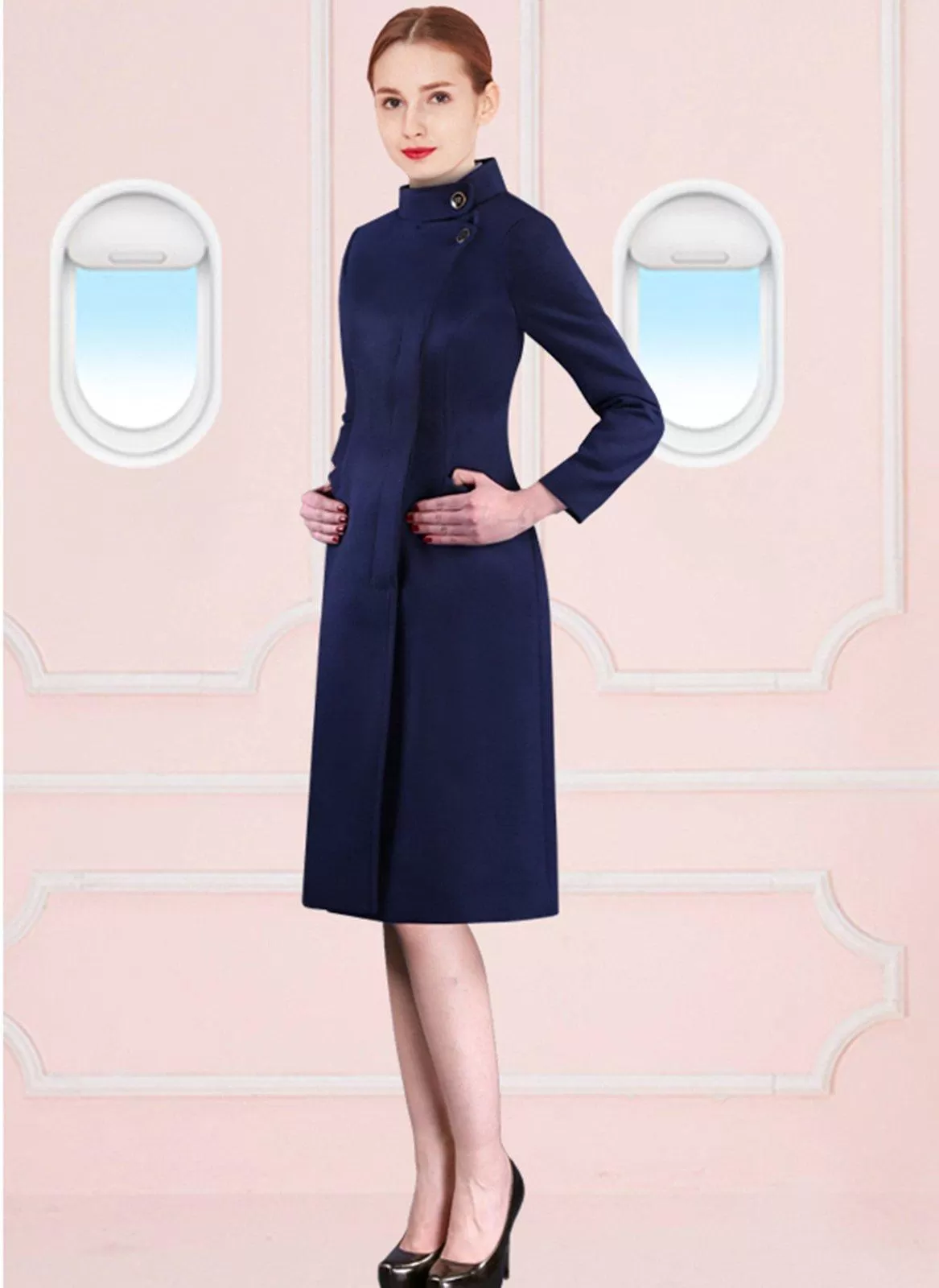 Women Wool Blend Coat,Stewardess business wear woolen coat cashmere trench coat overalls Wind Coat for Women,Autumn Winter Coat,Outerwear