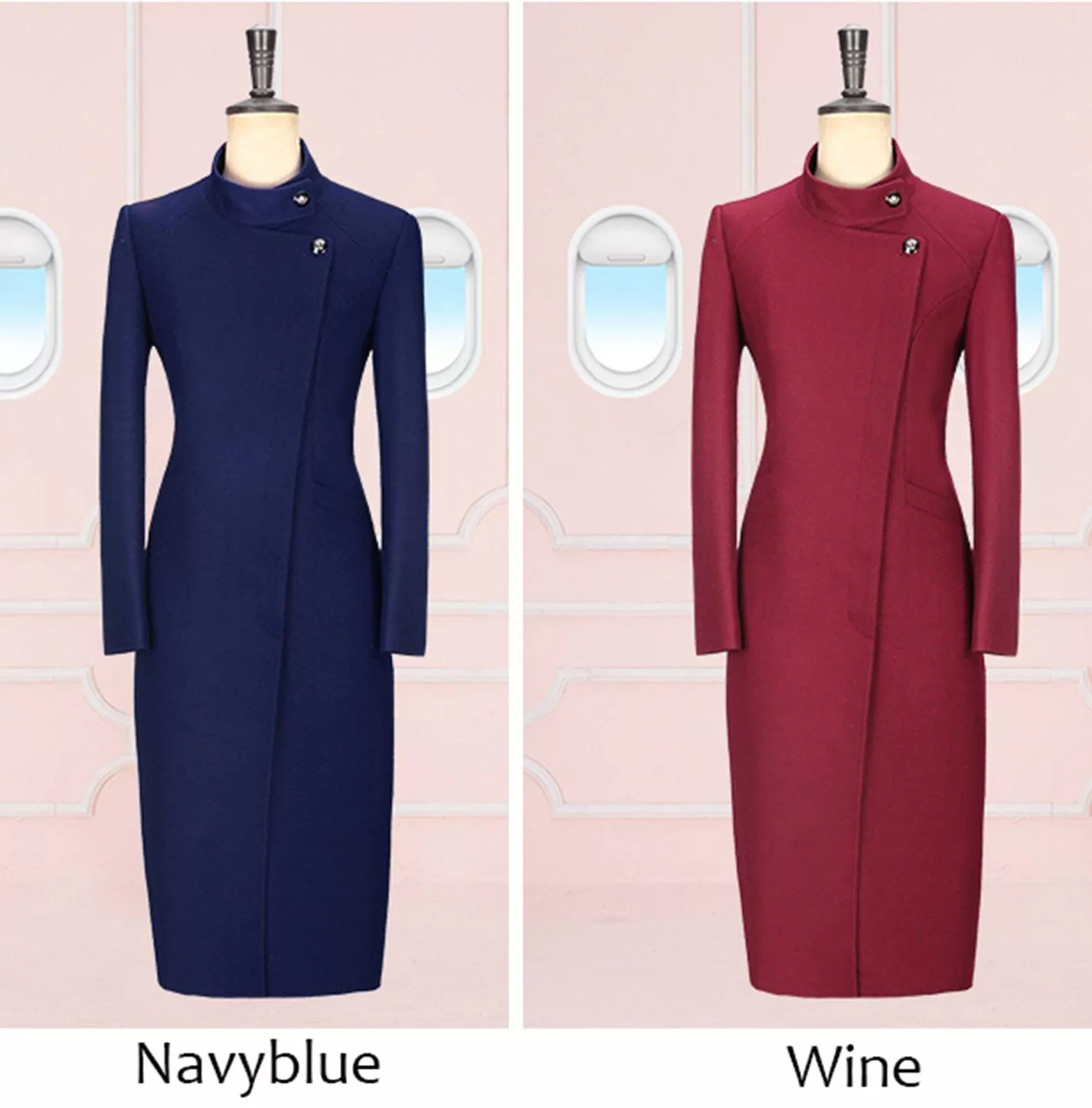 Women Wool Blend Coat,Stewardess business wear woolen coat cashmere trench coat overalls Wind Coat for Women,Autumn Winter Coat,Outerwear