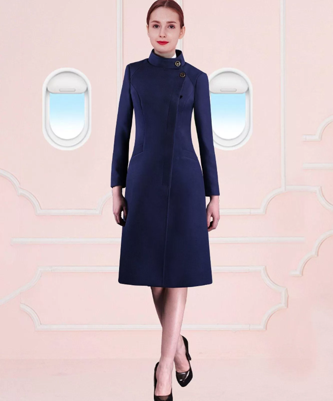 Women Wool Blend Coat,Stewardess business wear woolen coat cashmere trench coat overalls Wind Coat for Women,Autumn Winter Coat,Outerwear