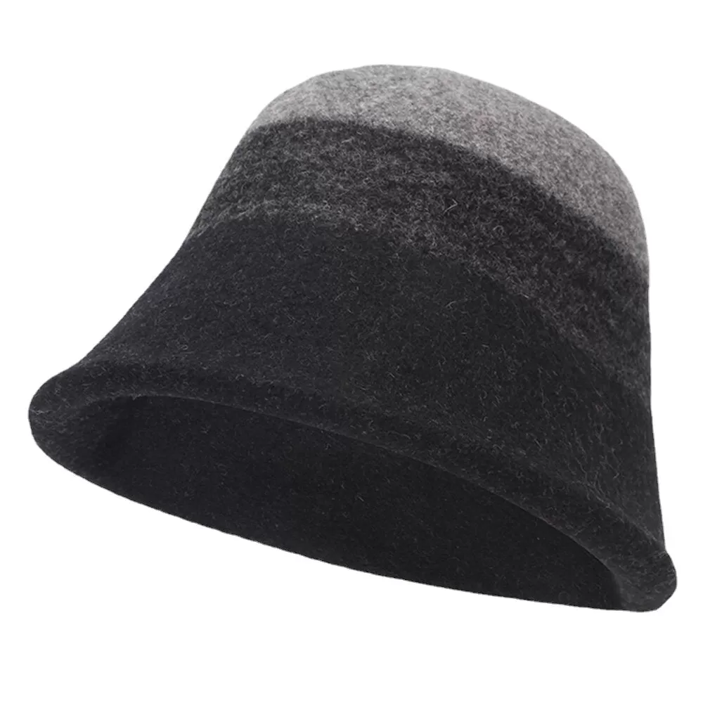 Women Woolen Double-sided Wear Short Brim Bucket Hat Outdoor Windproof Warm Bell-shape Fisherman Hat