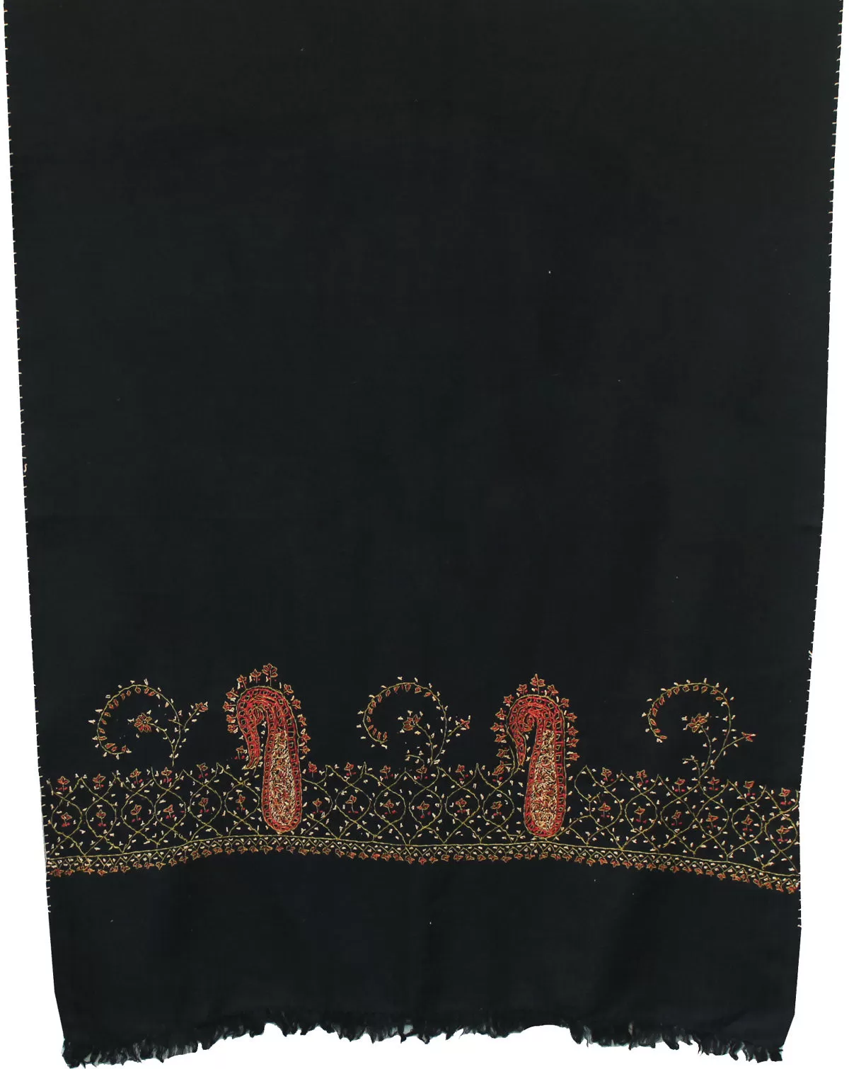 Woolen Indian Scarf Hand Embroidered Womens Gift (Black)