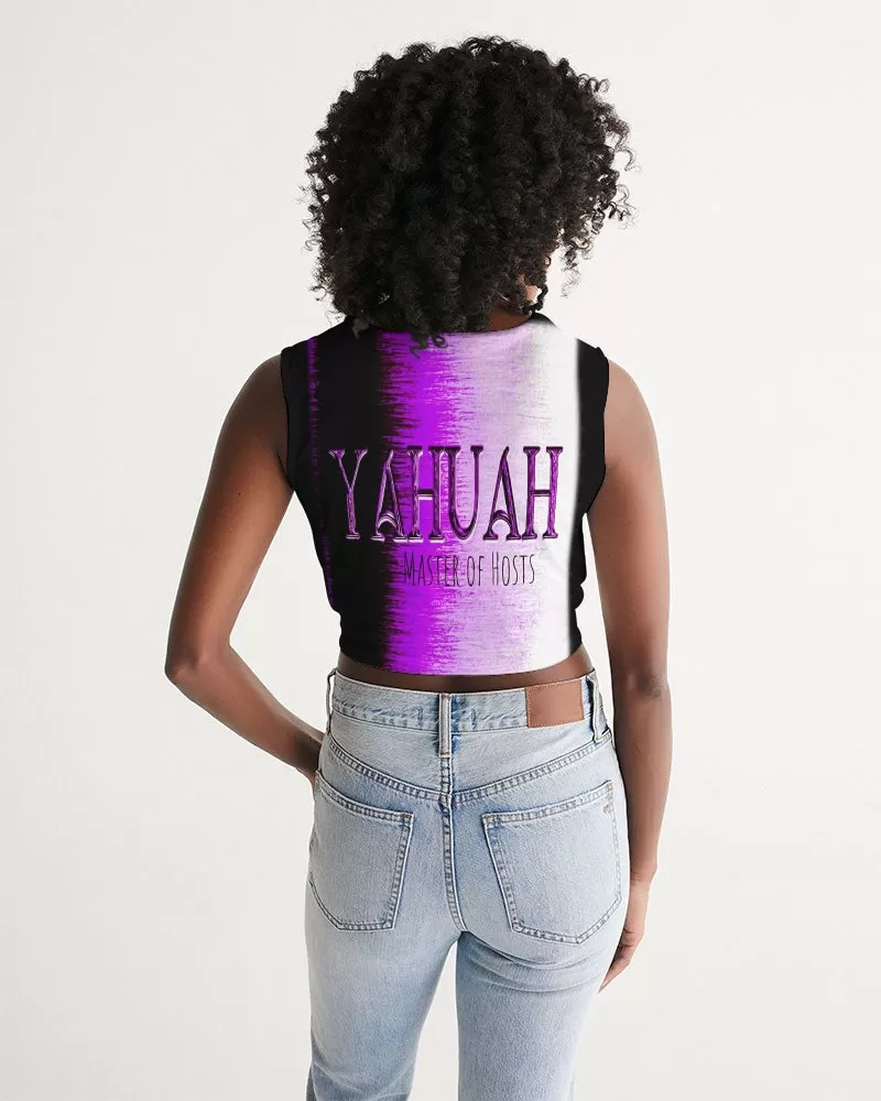 Yahuah-Master of Hosts 01-02 Designer Twist Front Cropped Sleeveless T-shirt