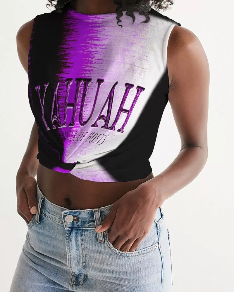 Yahuah-Master of Hosts 01-02 Designer Twist Front Cropped Sleeveless T-shirt