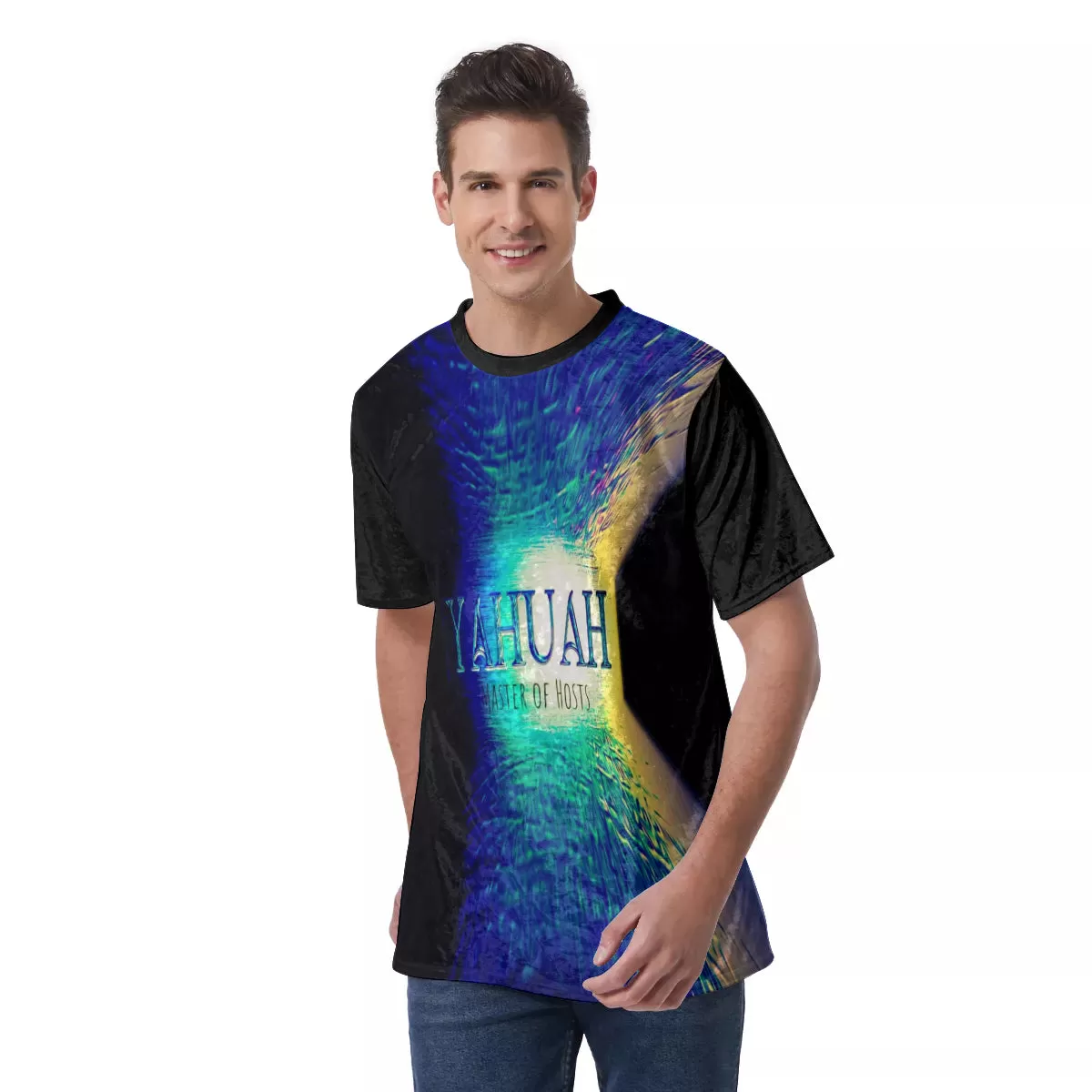 Yahuah-Master of Hosts 02-01 Men's Designer Velvet T-shirt