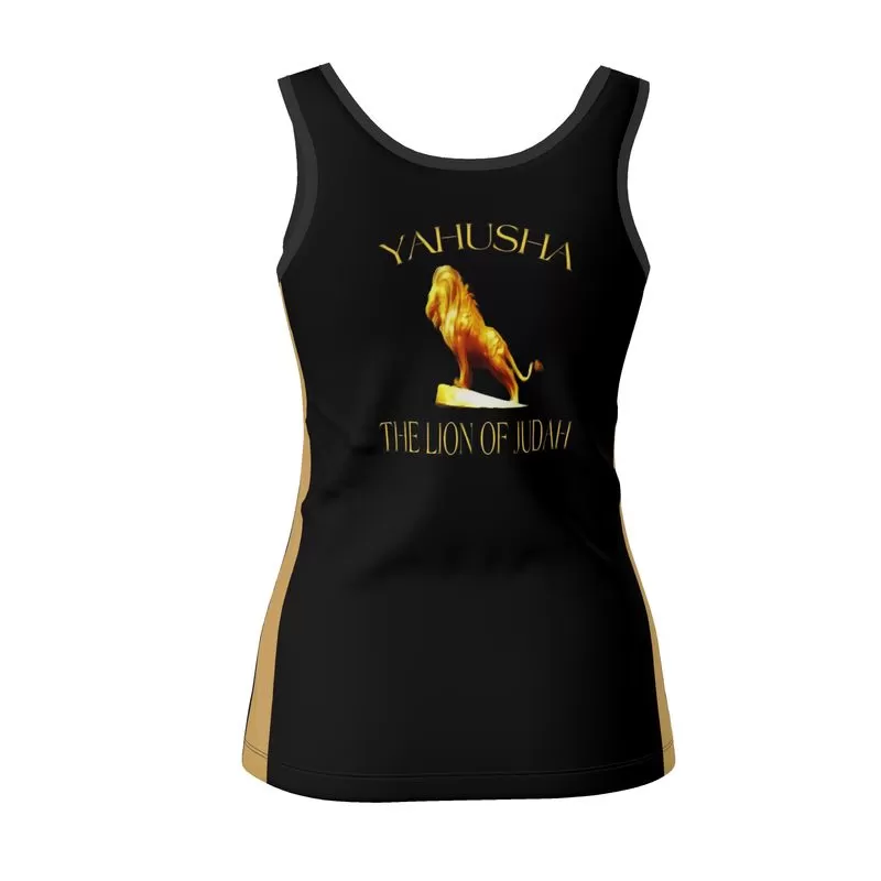 Yahusha-The Lion of Judah 01 Ladies Designer Scoop Neck Tank Top