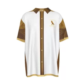 Yahusha-The Lion of Judah 01 Voltage Men's Designer Drop Shoulder Short Sleeve Imitation Silk Dress Shirt