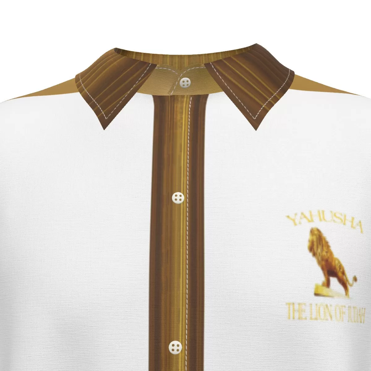 Yahusha-The Lion of Judah 01 Voltage Men's Designer Drop Shoulder Short Sleeve Imitation Silk Dress Shirt