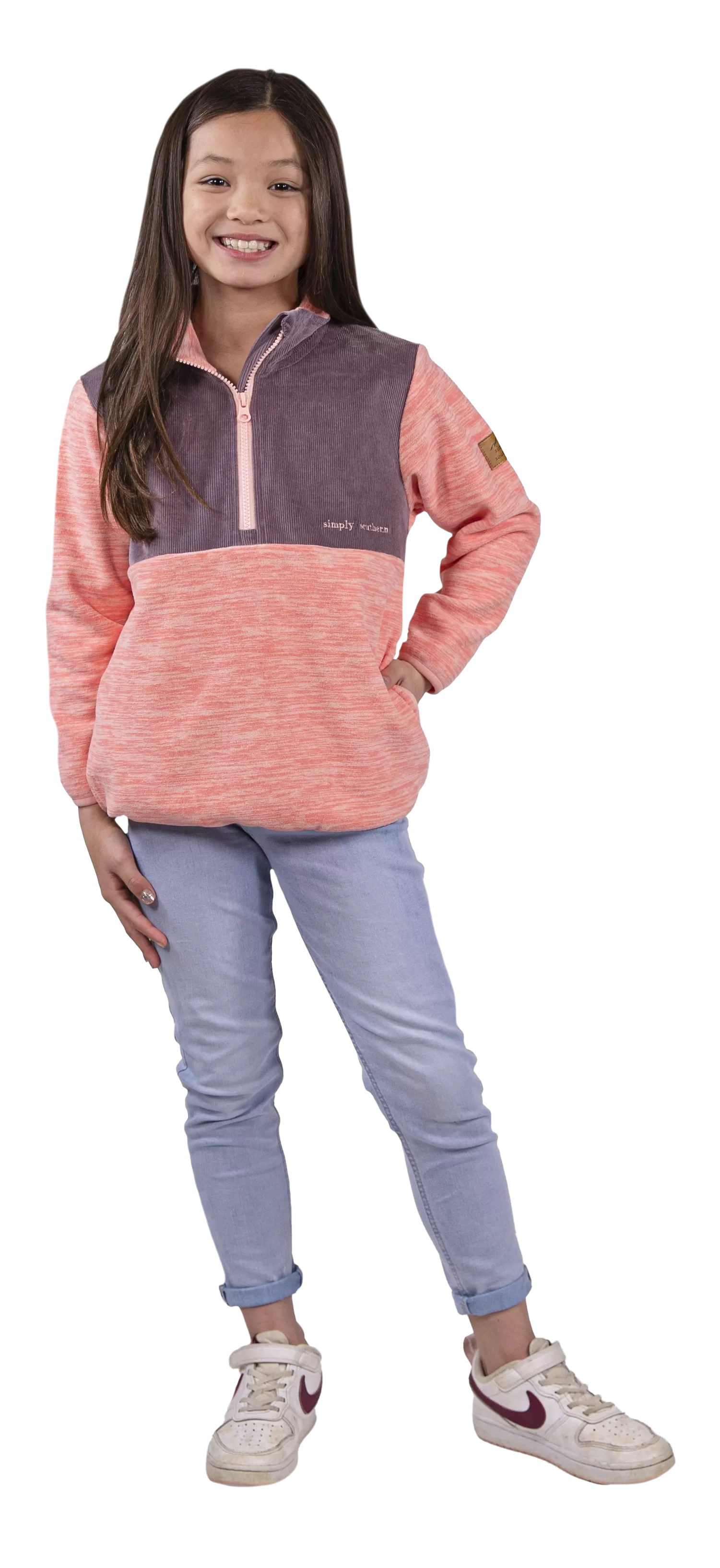 Youth Simply Cordy Corduroy Pull Over by Simply Southern - Coral