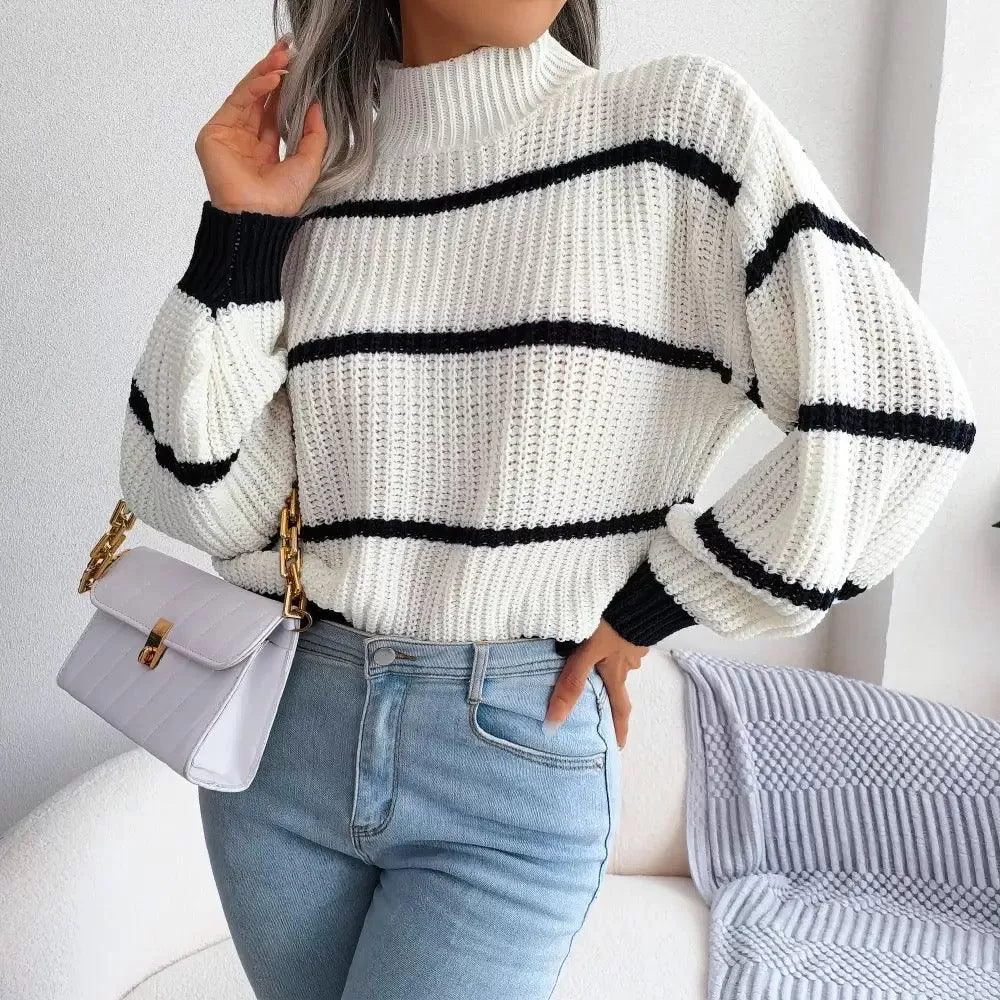 Zuma Striped Sweater in White